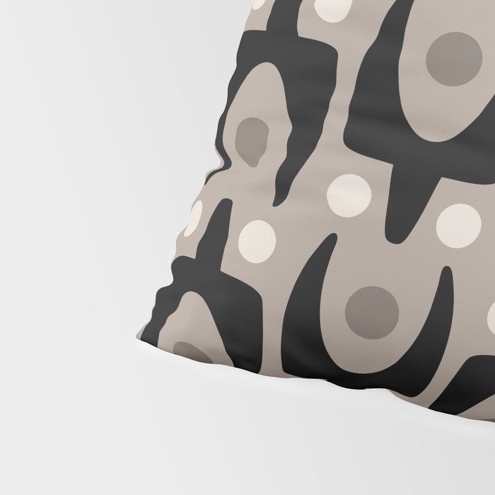 Mid Century Modern Abstract Pattern 755 Black and Beige Pillow Sham Gallery Image 4