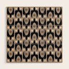 Mid Century Modern Abstract Pattern 755 Black and Beige Wood Wall Art Gallery Image 1