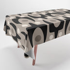 Mid Century Modern Abstract Pattern 755 Black and Beige Tablecloth Gallery Image 1