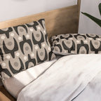 Mid Century Modern Abstract Pattern 755 Black and Beige Pillow Sham Gallery Image 2