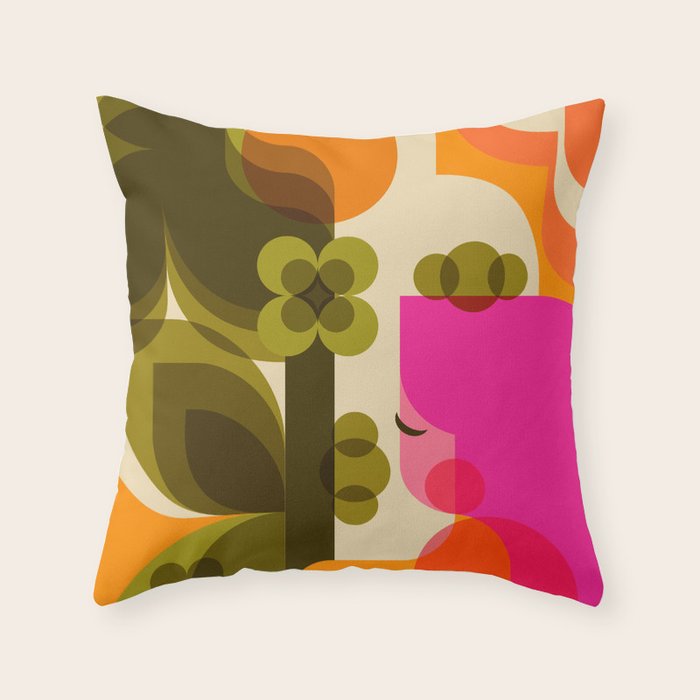 Girl in the Garden  Throw Pillow Gallery Image 1
