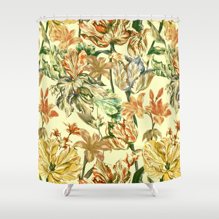 Watercolor Golden Bloom Shower Curtain Gallery Image 1
