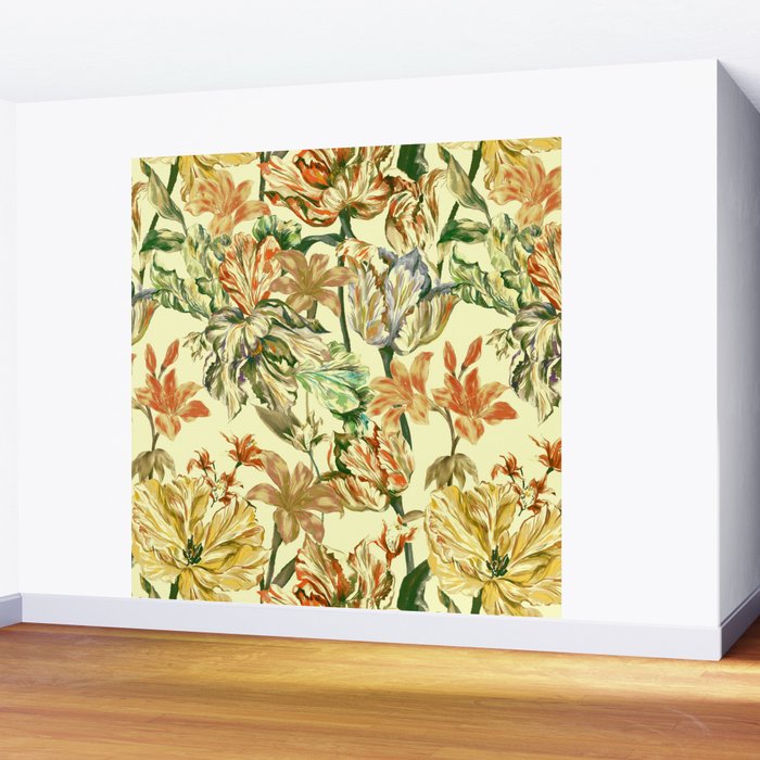 Watercolor Golden Bloom Wall Mural Gallery Image 2