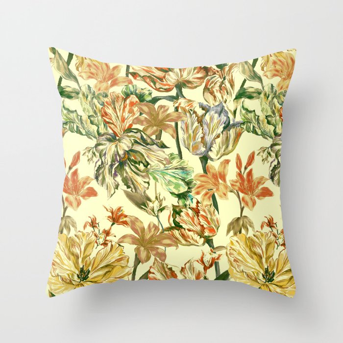 Watercolor Golden Bloom Throw Pillow Gallery Image 1