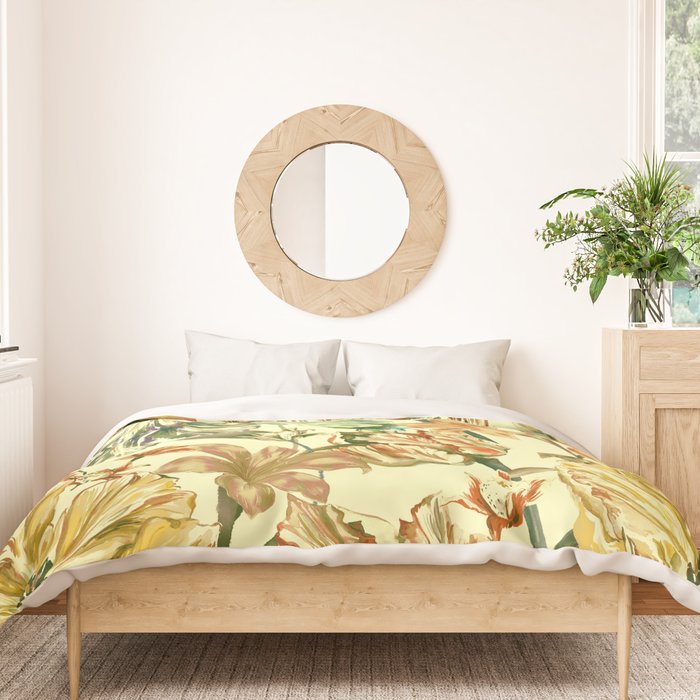 Watercolor Golden Bloom Duvet Cover Gallery Image 3