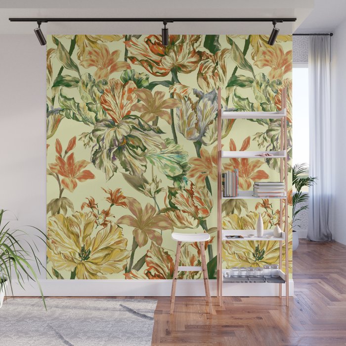 Watercolor Golden Bloom Wall Mural Gallery Image 1