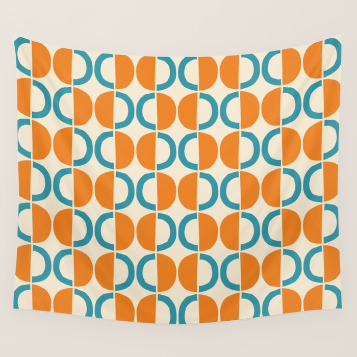 Mid Century Half Circle Pattern 137 Wall Tapestry Gallery Image 4
