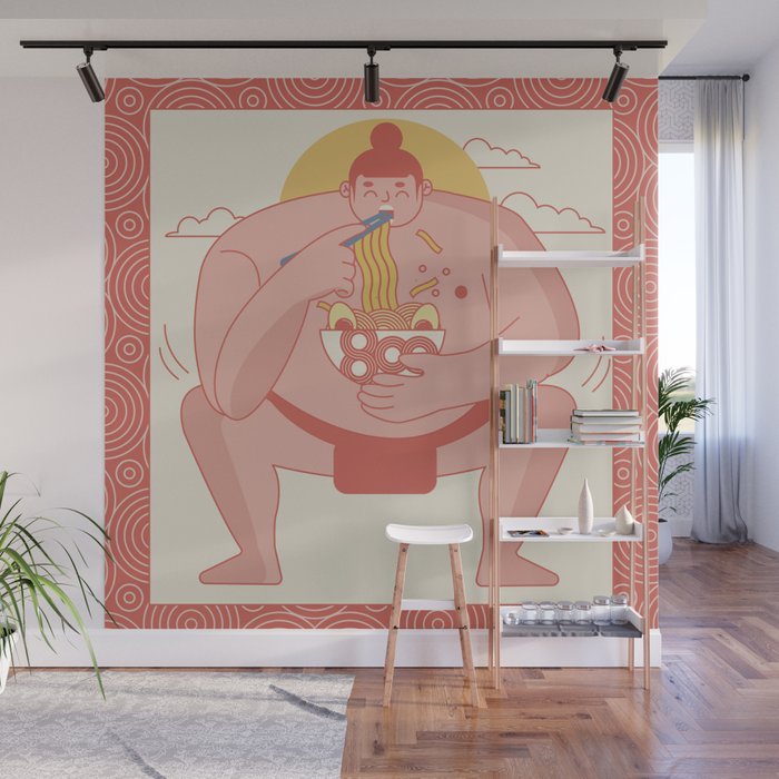 Sumo eating Ramen Wall Mural Gallery Image 1