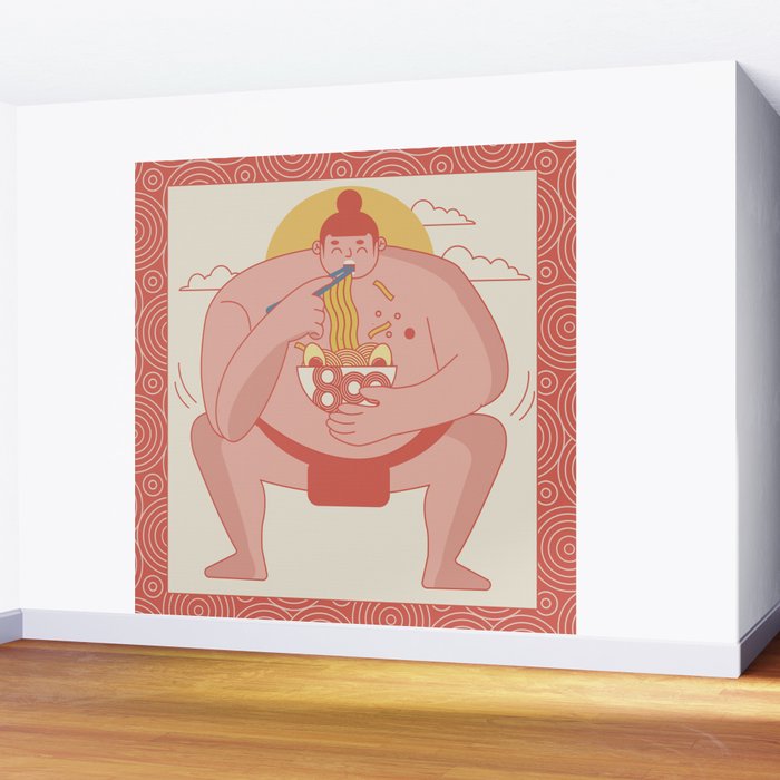 Sumo eating Ramen Wall Mural Gallery Image 2