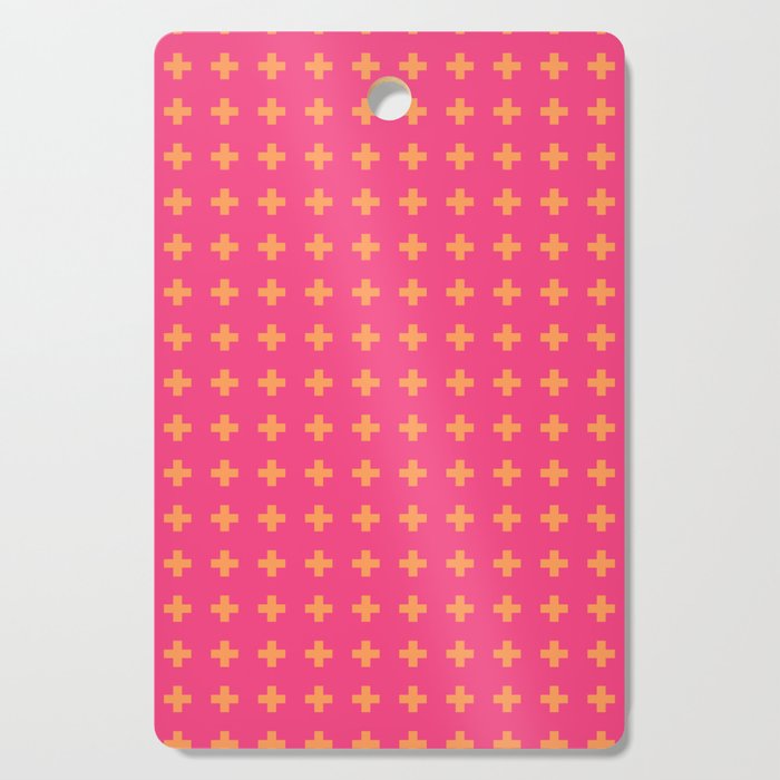 Swiss Cross Symbol in Pink and Orange Cutting Board Gallery Image 1
