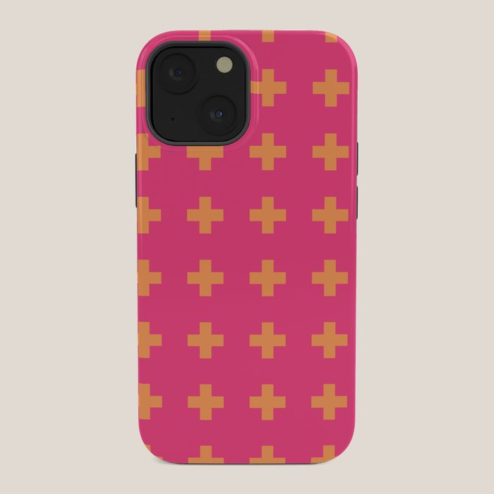 Swiss Cross Symbol in Pink and Orange iPhone Case Gallery Image 34