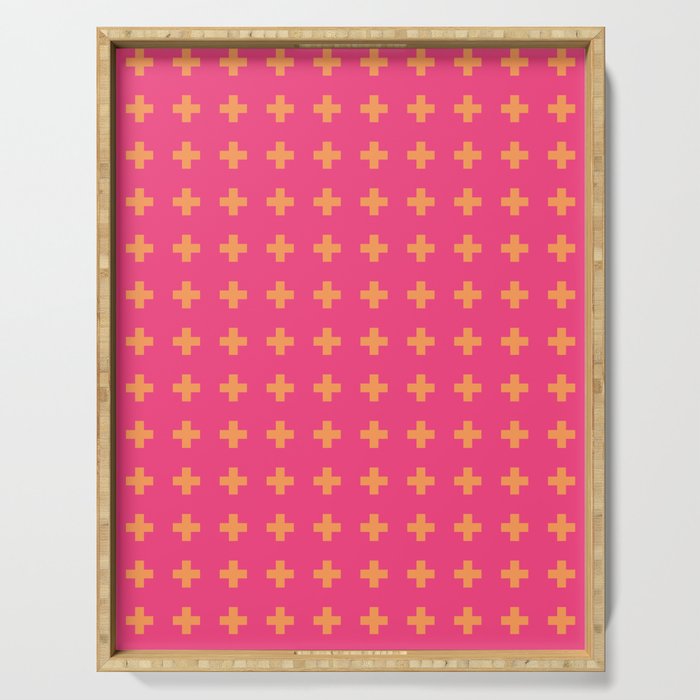 Swiss Cross Symbol in Pink and Orange Serving Tray Gallery Image 1