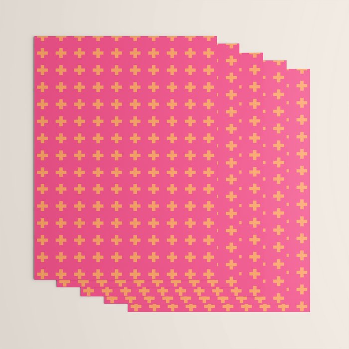 Swiss Cross Symbol in Pink and Orange Wrapping Paper Gallery Image 3