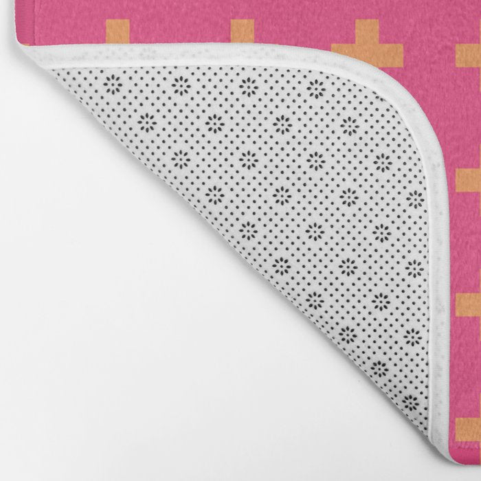 Swiss Cross Symbol in Pink and Orange Bath Mat Gallery Image 2