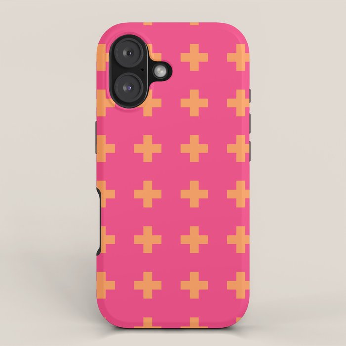 Swiss Cross Symbol in Pink and Orange iPhone Case Gallery Image 1