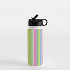Summer Stripes Lime Green Multicolor Pattern Water Bottle Gallery Image 1