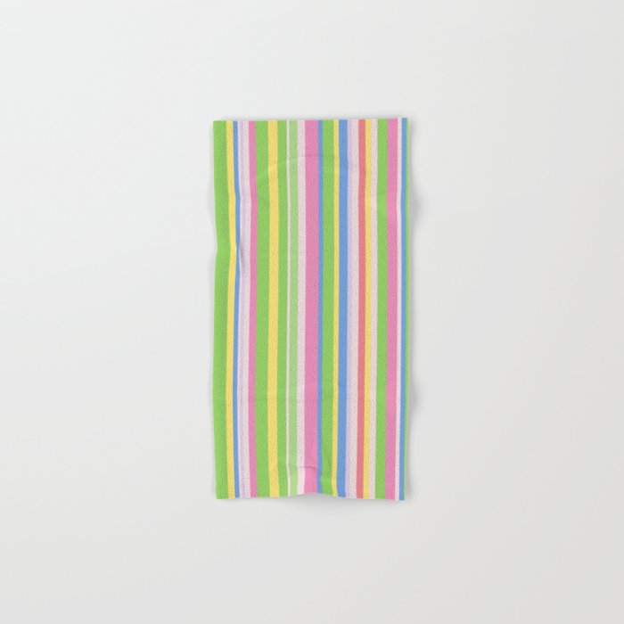 Summer Stripes Lime Green Multicolor Pattern Bath Towel Gallery Image 1