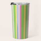 Summer Stripes Lime Green Multicolor Pattern Travel Mug Gallery Image 3