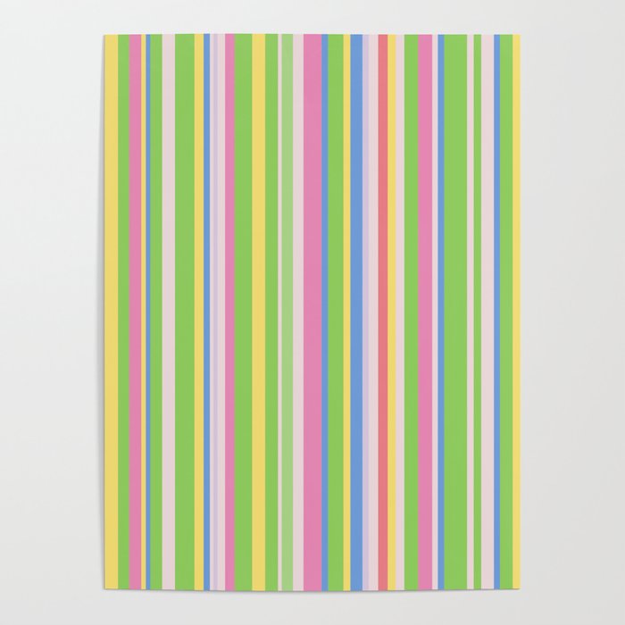 Summer Stripes Lime Green Multicolor Pattern Poster Gallery Image 4
