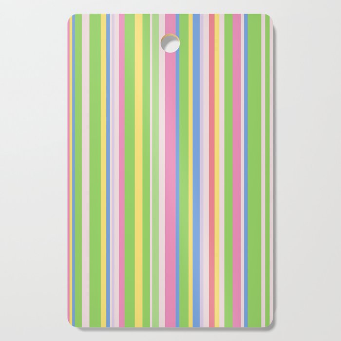 Summer Stripes Lime Green Multicolor Pattern Cutting Board Gallery Image 1