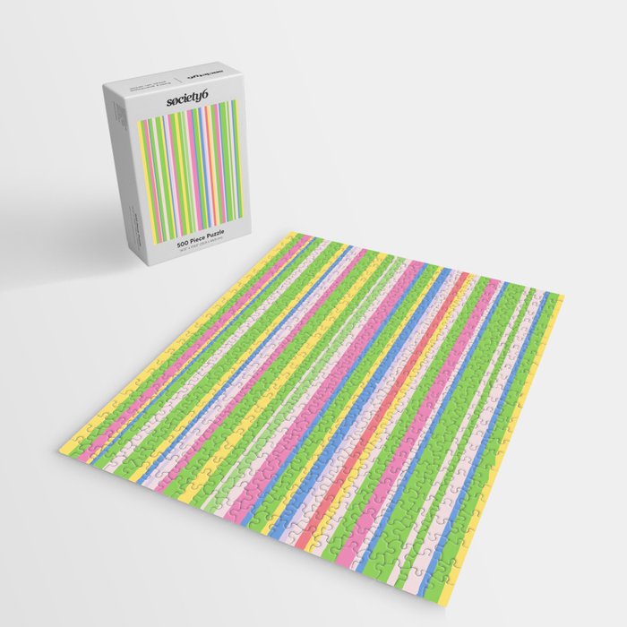 Summer Stripes Lime Green Multicolor Pattern Jigsaw Puzzle Gallery Image 2