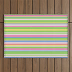 Summer Stripes Lime Green Multicolor Pattern Outdoor Rug Gallery Image 1