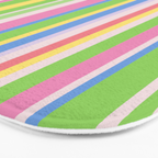 Summer Stripes Lime Green Multicolor Pattern Bath Mat Gallery Image 3