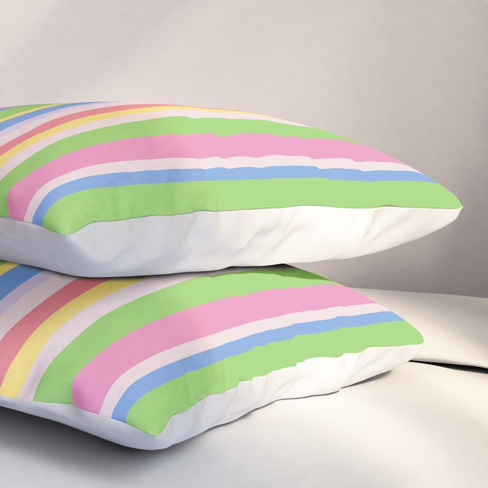 Summer Stripes Lime Green Multicolor Pattern Pillow Sham Gallery Image 3
