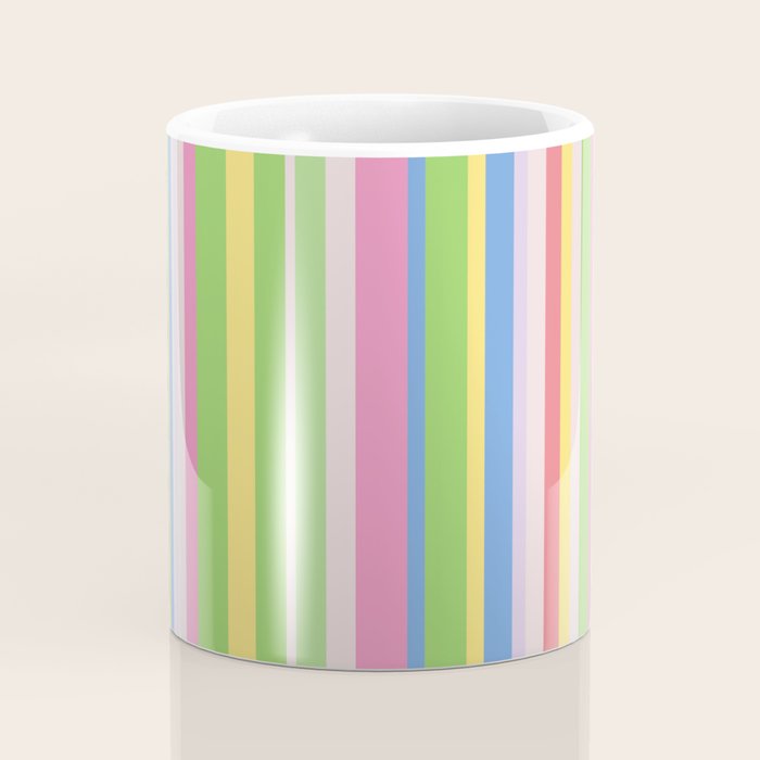 Summer Stripes Lime Green Multicolor Pattern Coffee Mug Gallery Image 4