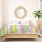 Summer Stripes Lime Green Multicolor Pattern Duvet Cover Gallery Image 3
