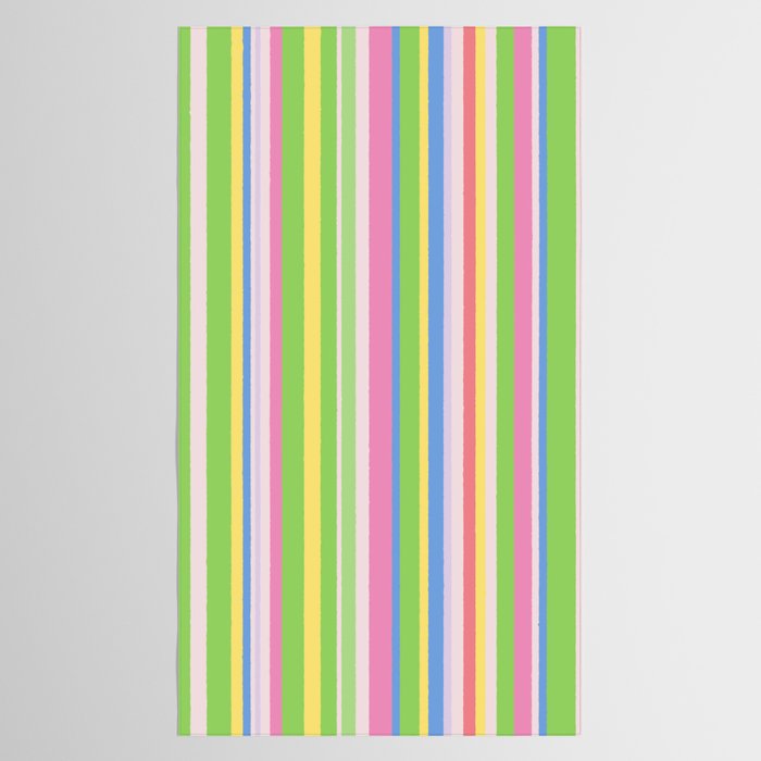 Summer Stripes Lime Green Multicolor Pattern Tablecloth Gallery Image 2