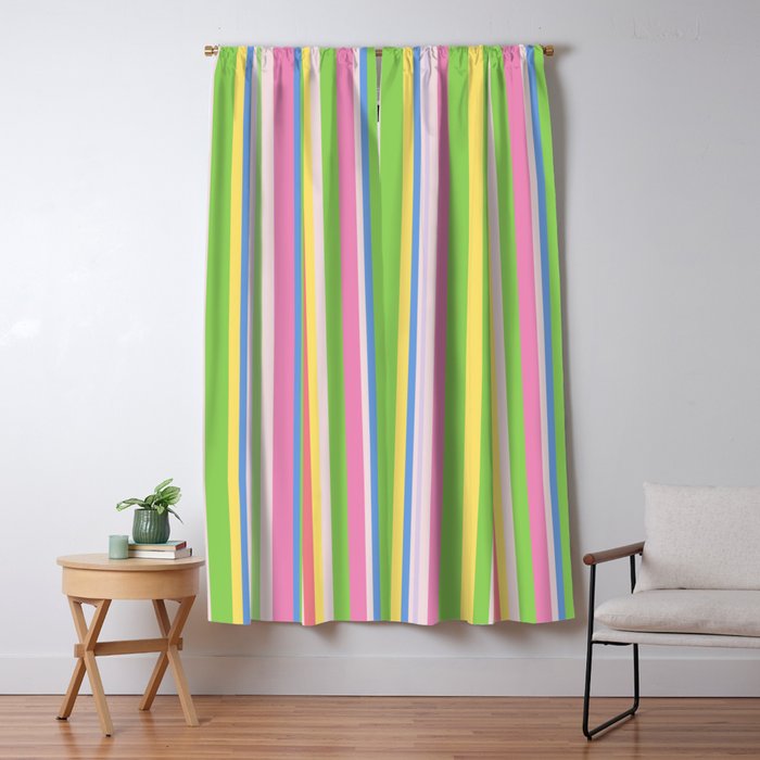 Summer Stripes Lime Green Multicolor Pattern Window Curtain Gallery Image 5