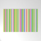 Summer Stripes Lime Green Multicolor Pattern Welcome Mat Gallery Image 1