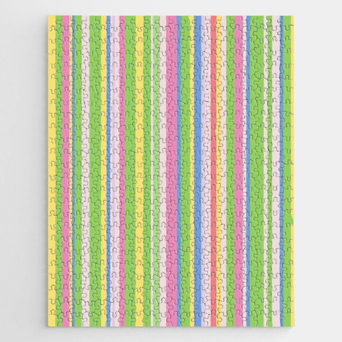 Summer Stripes Lime Green Multicolor Pattern Jigsaw Puzzle Gallery Image 1