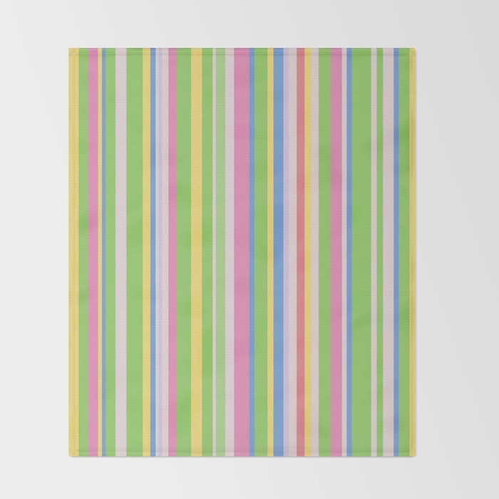Summer Stripes Lime Green Multicolor Pattern Throw Blanket Gallery Image 2
