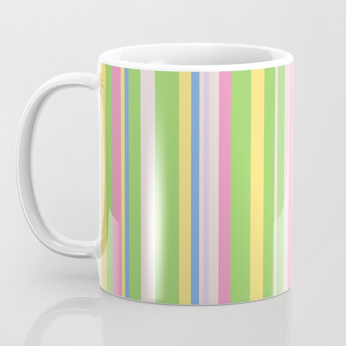 Summer Stripes Lime Green Multicolor Pattern Coffee Mug Gallery Image 3