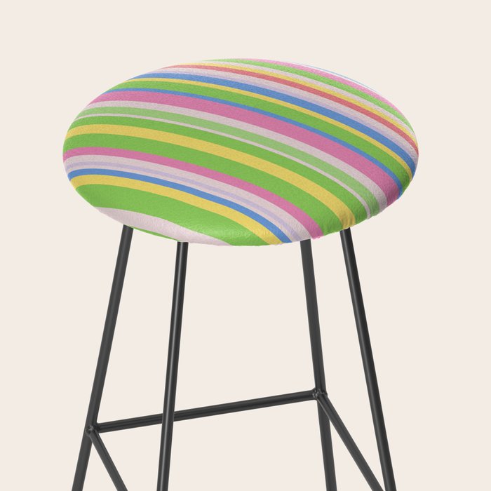 Summer Stripes Lime Green Multicolor Pattern Stool Gallery Image 2