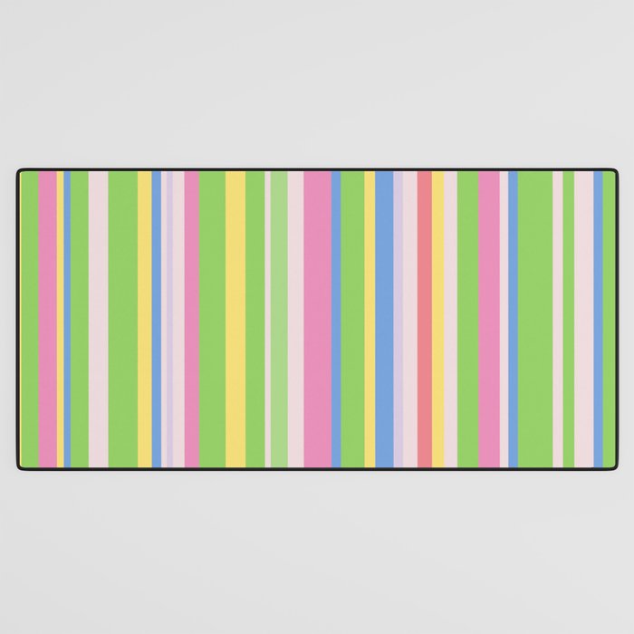 Summer Stripes Lime Green Multicolor Pattern Desk Mat Gallery Image 3