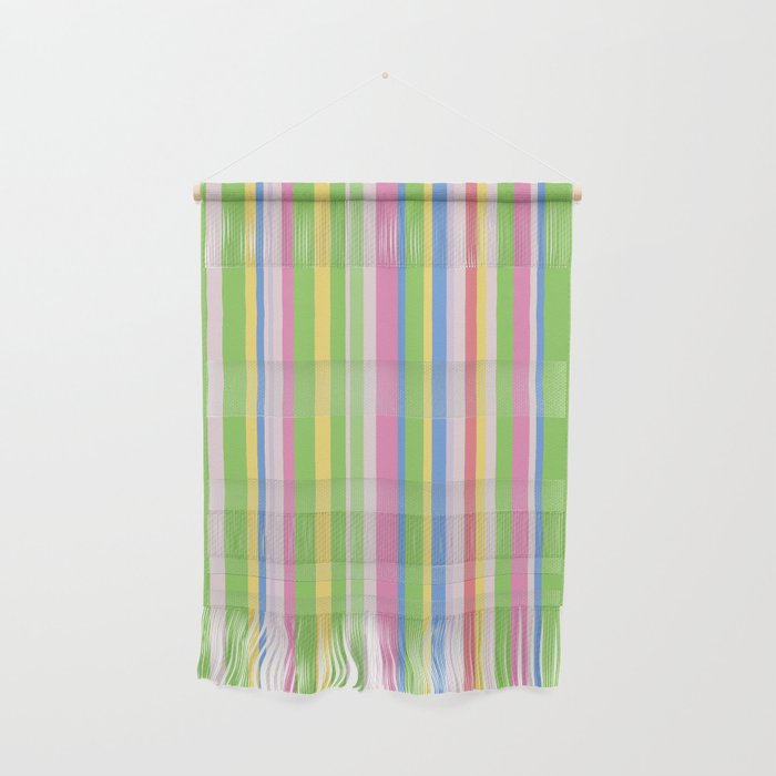 Summer Stripes Lime Green Multicolor Pattern Wall Hanging Gallery Image 1