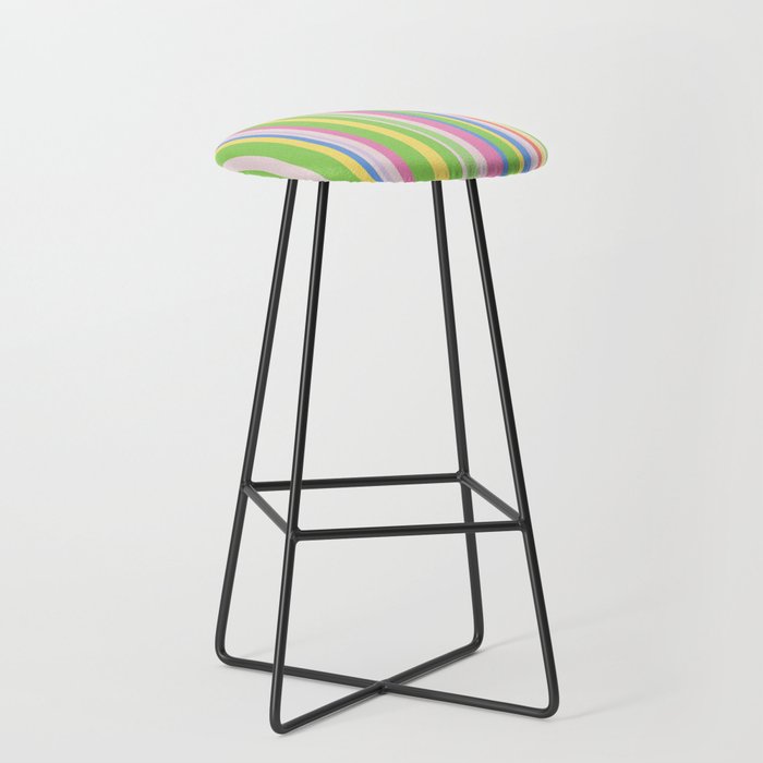 Summer Stripes Lime Green Multicolor Pattern Stool Gallery Image 1