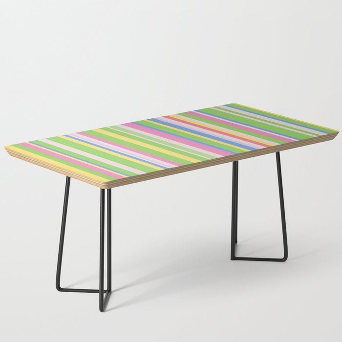 Summer Stripes Lime Green Multicolor Pattern Coffee Table Gallery Image 1