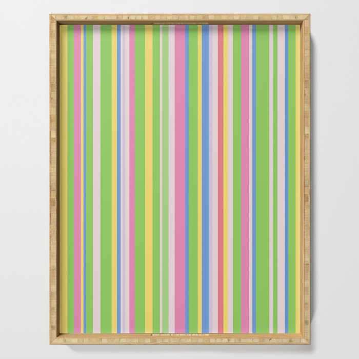 Summer Stripes Lime Green Multicolor Pattern Serving Tray Gallery Image 1