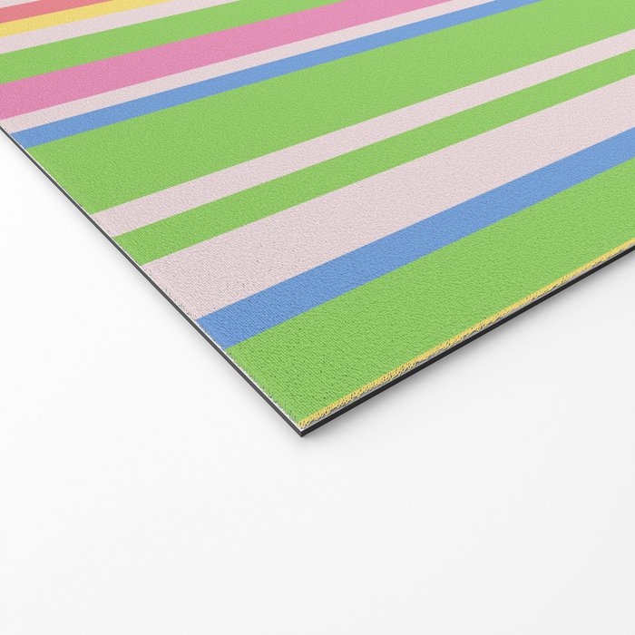 Summer Stripes Lime Green Multicolor Pattern Welcome Mat Gallery Image 2