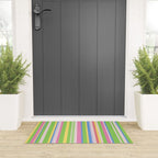 Summer Stripes Lime Green Multicolor Pattern Welcome Mat Gallery Image 3