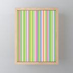 Summer Stripes Lime Green Multicolor Pattern Mini Art Print Gallery Image 1