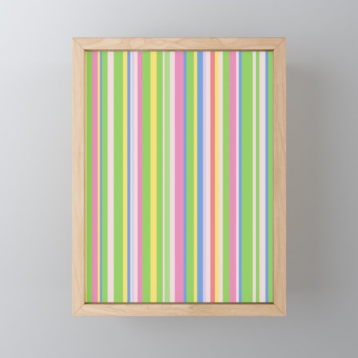 Summer Stripes Lime Green Multicolor Pattern Mini Art Print Gallery Image 1