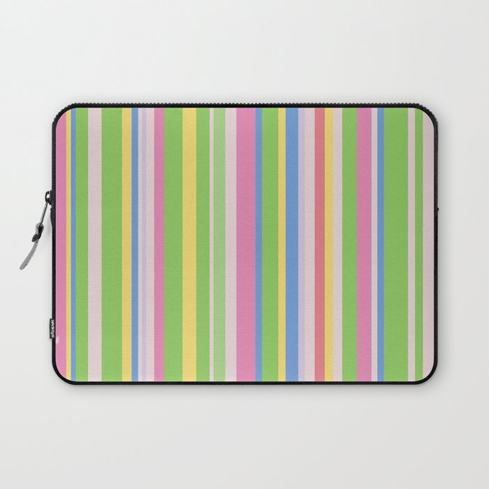 Summer Stripes Lime Green Multicolor Pattern Laptop Sleeve Gallery Image 1
