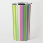 Summer Stripes Lime Green Multicolor Pattern Travel Mug Gallery Image 1
