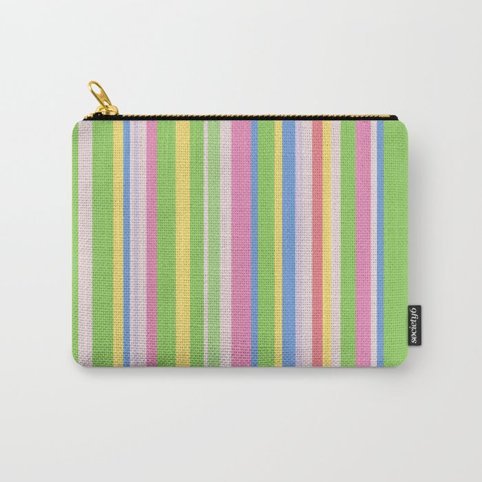 Summer Stripes Lime Green Multicolor Pattern Carry All Pouch Gallery Image 1