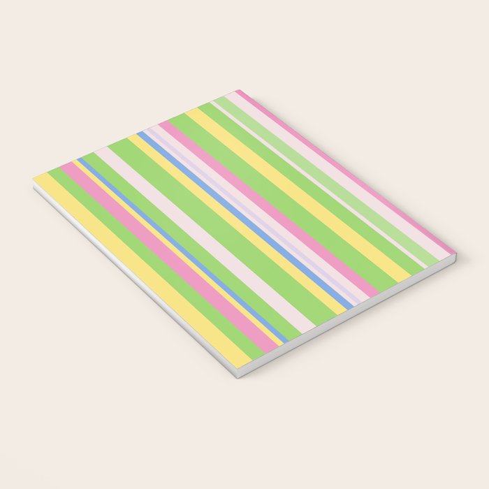 Summer Stripes Lime Green Multicolor Pattern Notebook Gallery Image 3